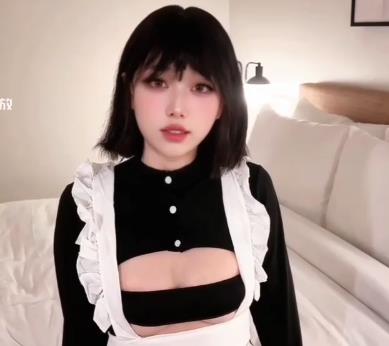 优质粉媚少女-黑猫露娜酱，可爱甜美女仆装反差